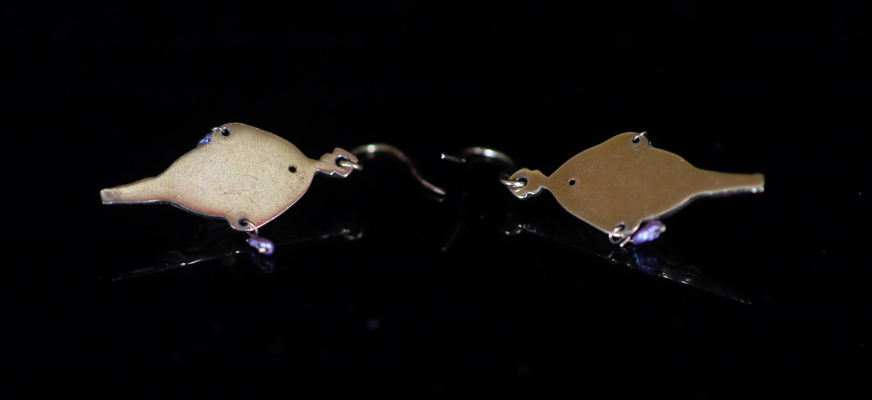 A pair of Art Nouveau gold and baroque pearl set drop earrings